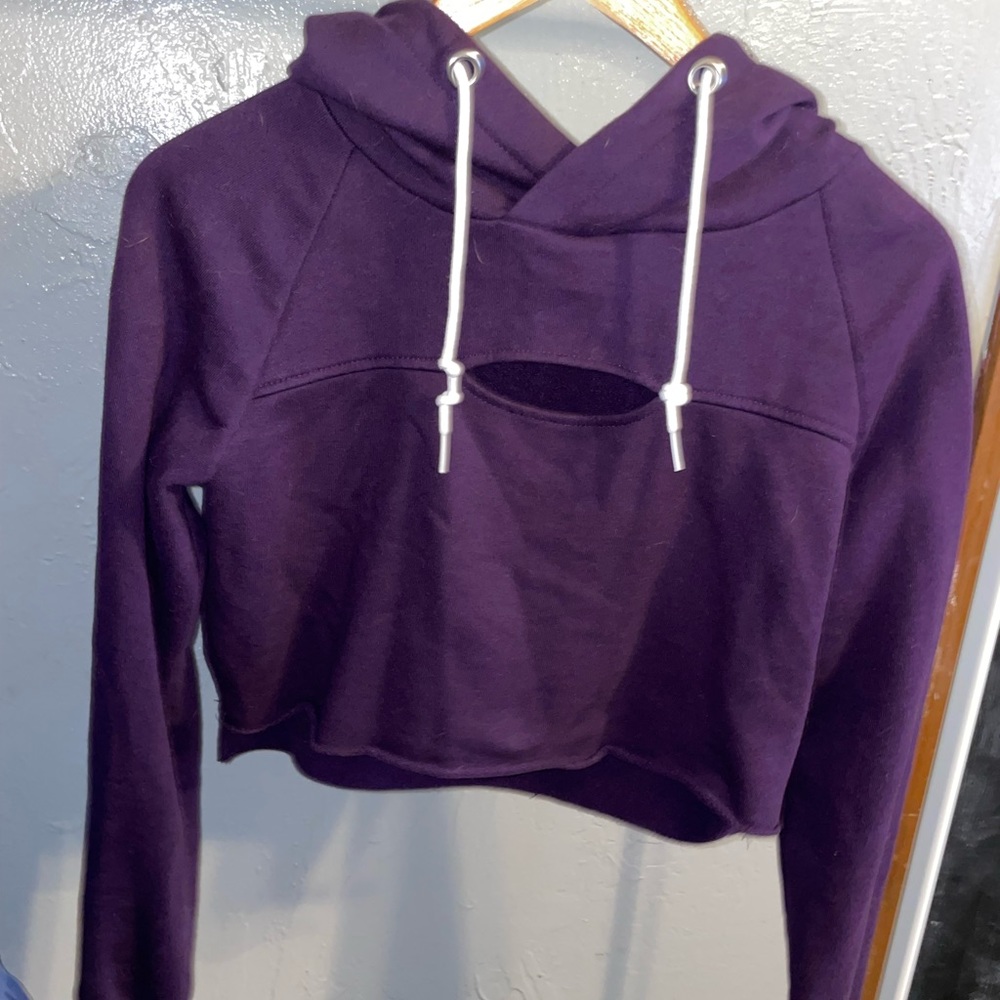 purple cropped hoodie